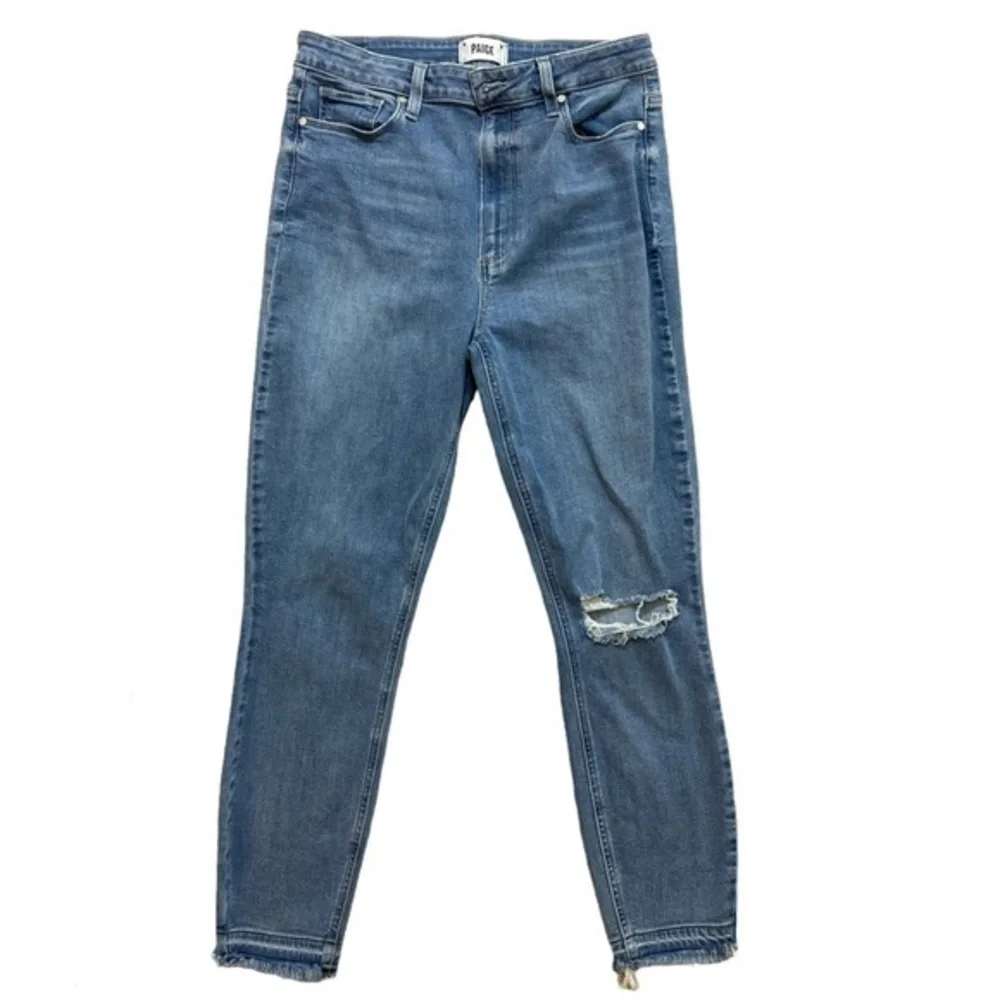 Paige Margot Ankle Skinny Jeans Released Raw Hem Accents size 30